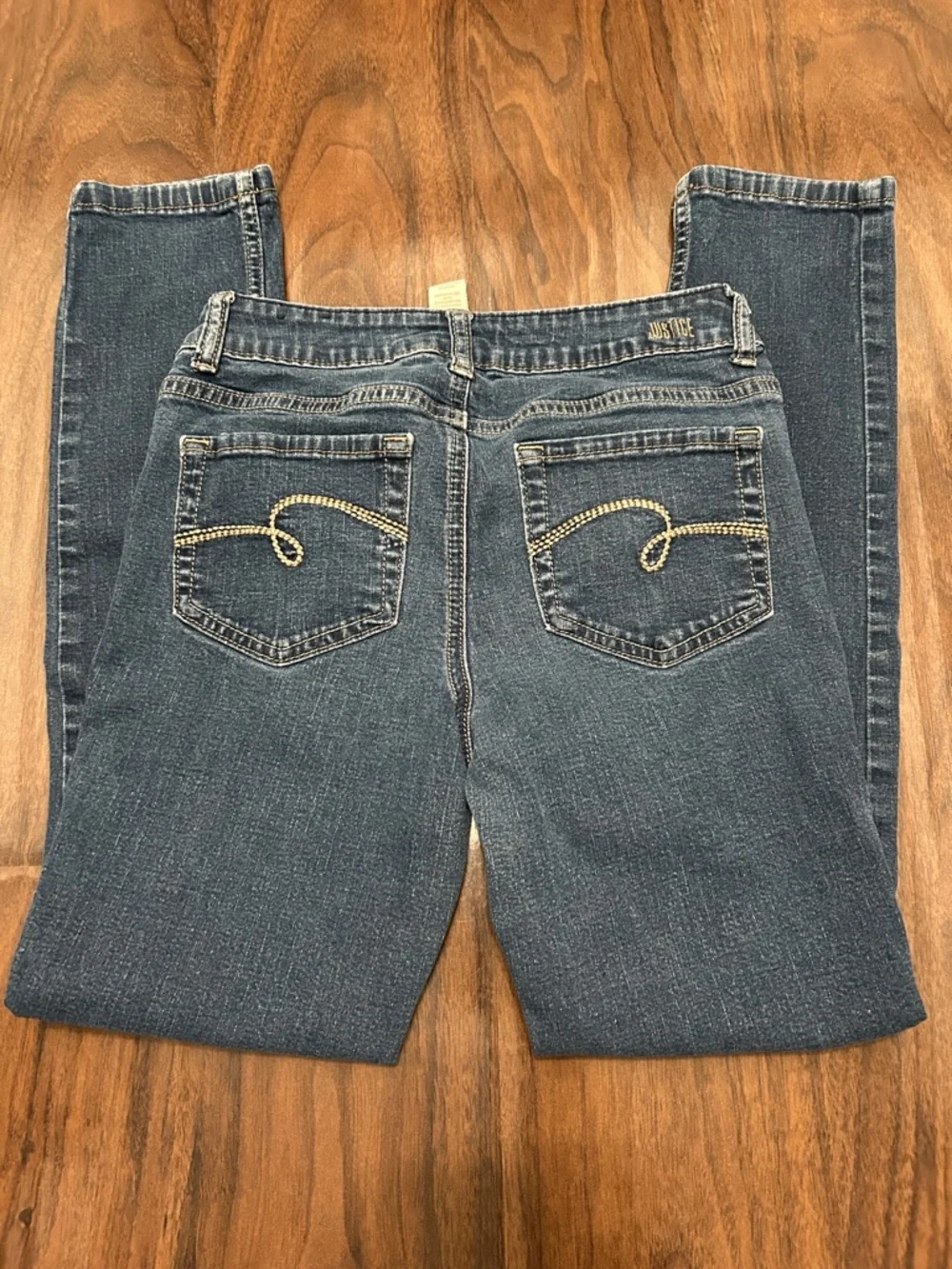 Justice Girls Dark Wash Mid Rise Super Skinny Jeans